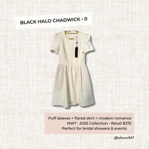 Black Halo Chadwick Dress NWT | White Puff Sleeve Mini | 0
